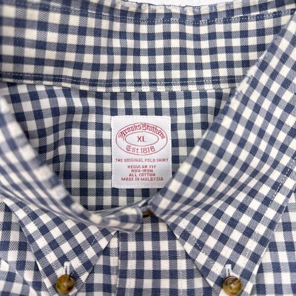 Brooks Brothers Button Down Shirt Men’s Size XL Blue Checks Career Casual - Picture 7 of 10